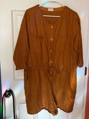 Gorman Brown Button-Down Jumpsuit